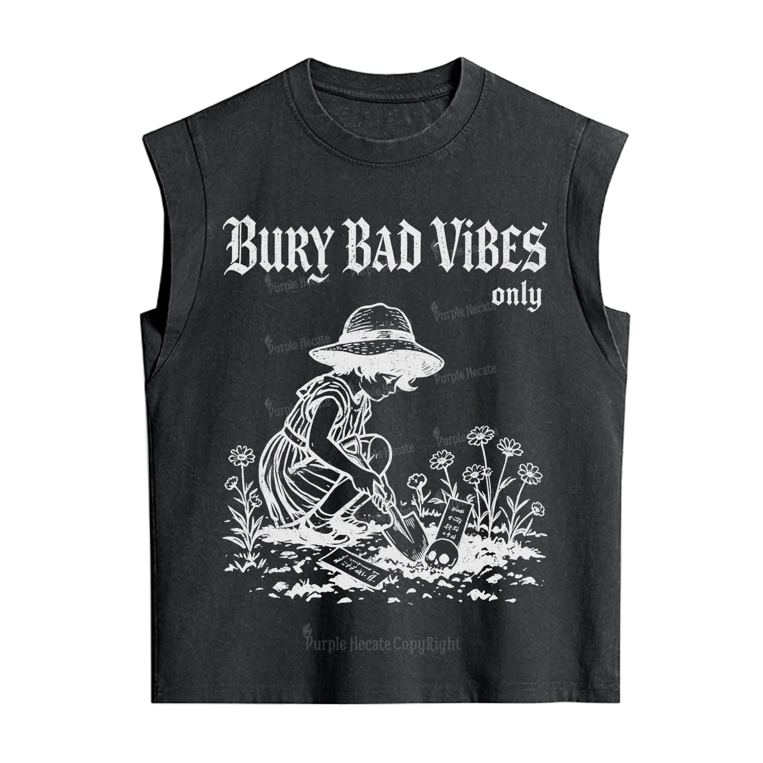 Purplehecate Bury Bad Vibes Only Vintage Washed Tank