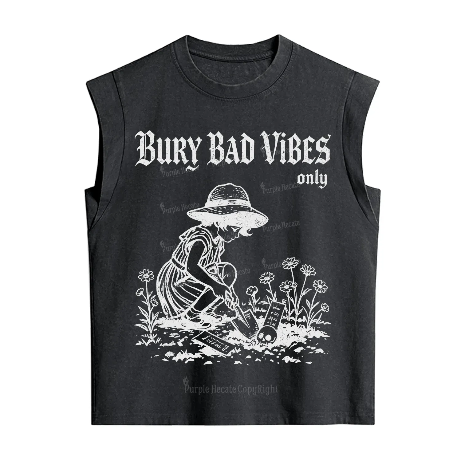 Purplehecate Bury Bad Vibes Only Vintage Washed Tank