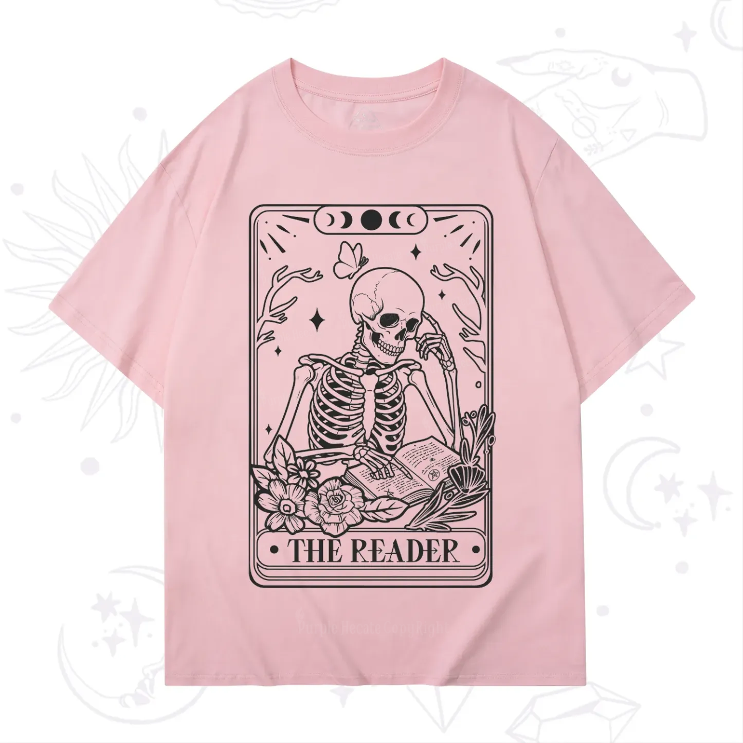 Purplehecate The Reader Tarot Skeleton T-Shirt