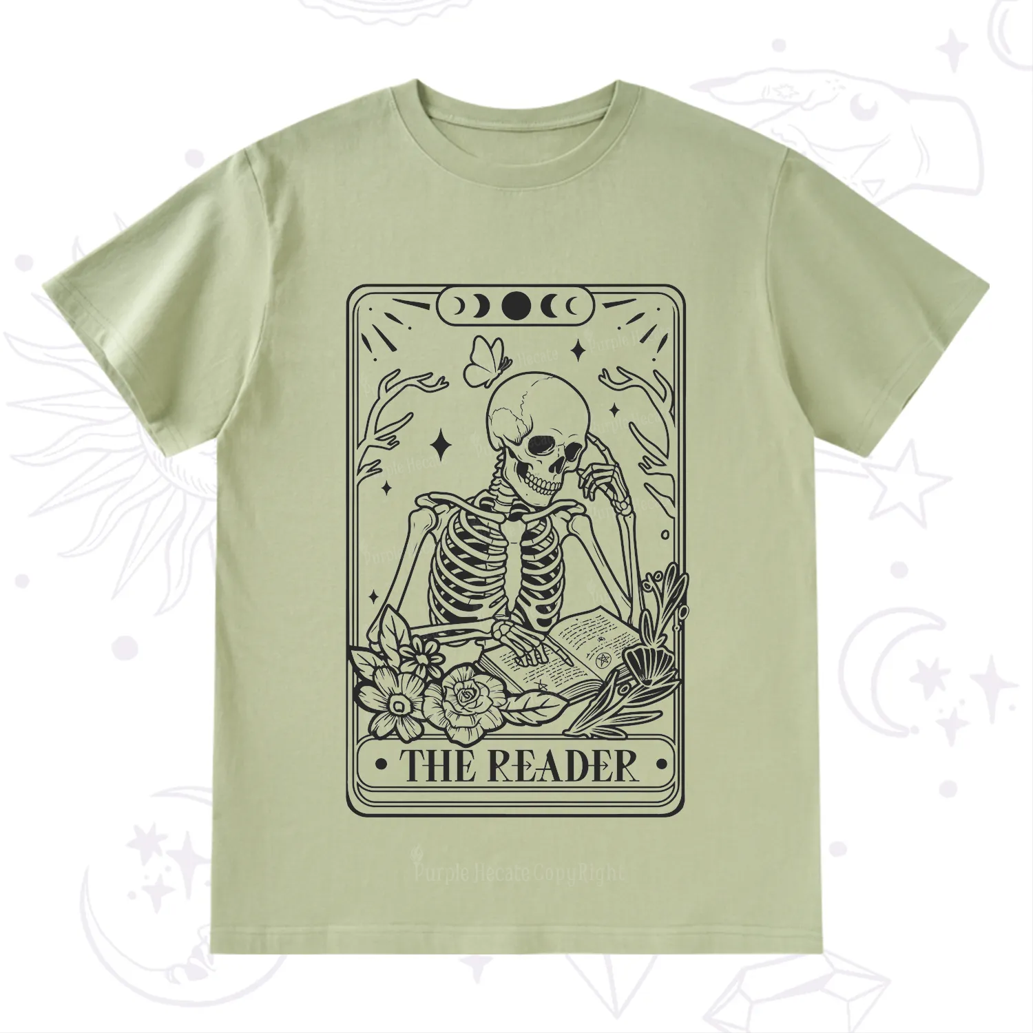 Purplehecate The Reader Tarot Skeleton T-Shirt