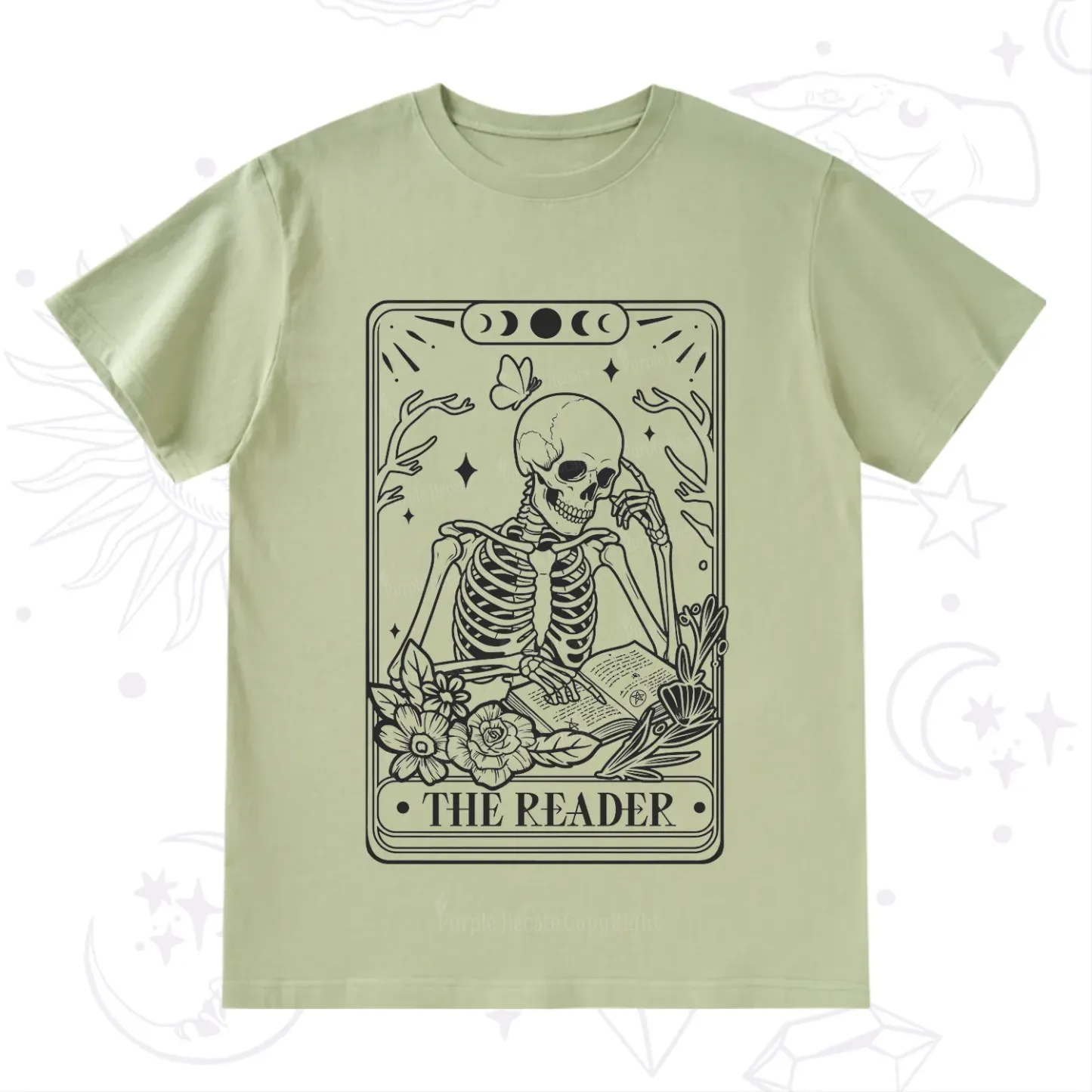 Purplehecate The Reader Tarot Skeleton T-Shirt