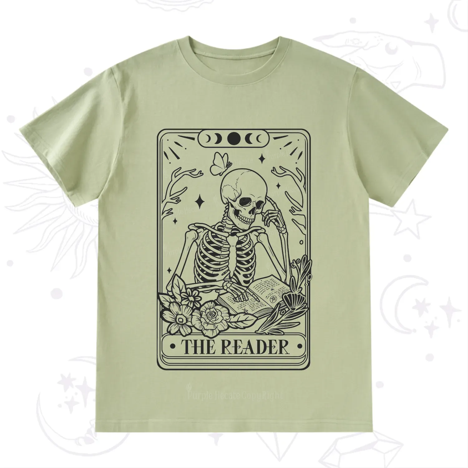 Purplehecate The Reader Tarot Skeleton T-Shirt