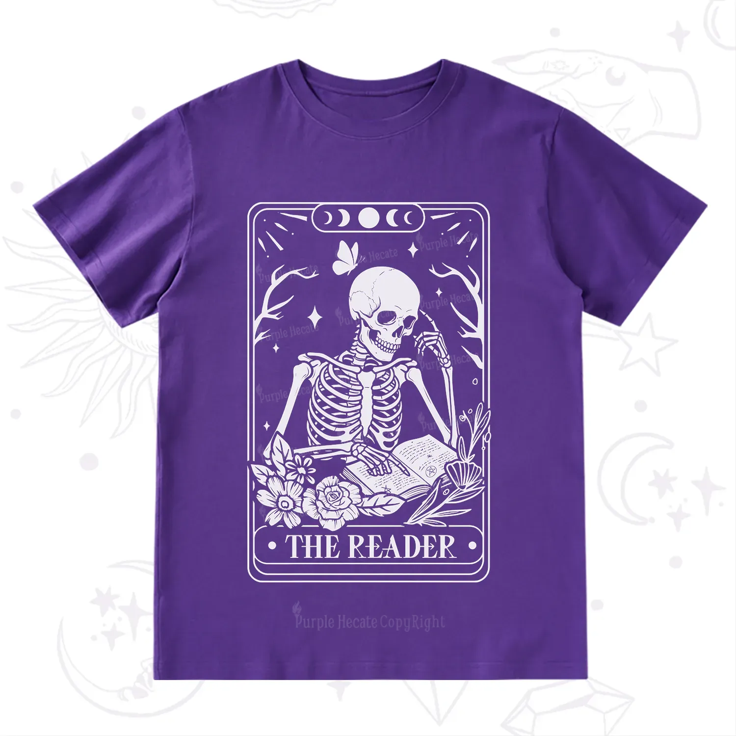 Purplehecate The Reader Tarot Skeleton T-Shirt
