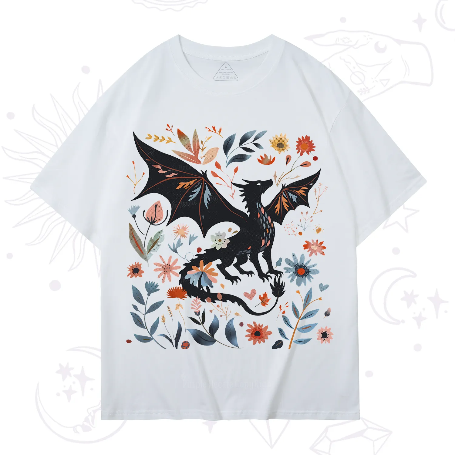 Purplehecate Vintage Fantasy Wyvern Bookish T-Shirt
