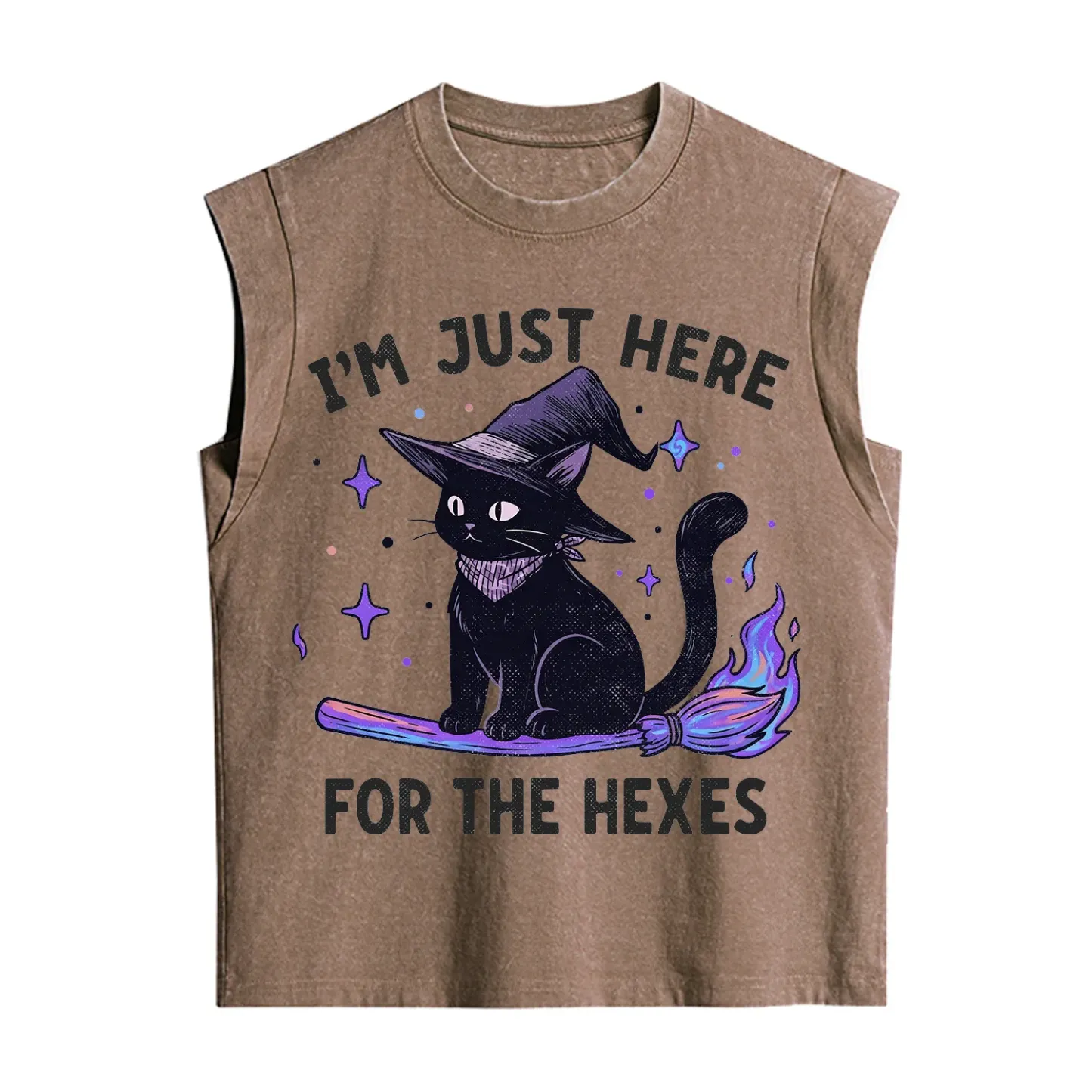 Purplehecate I'm Just Here for the Hexes Witch Cat Vintage Washed Tank