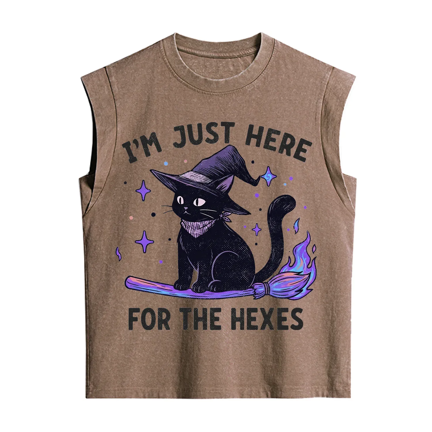 Purplehecate I'm Just Here for the Hexes Witch Cat Vintage Washed Tank