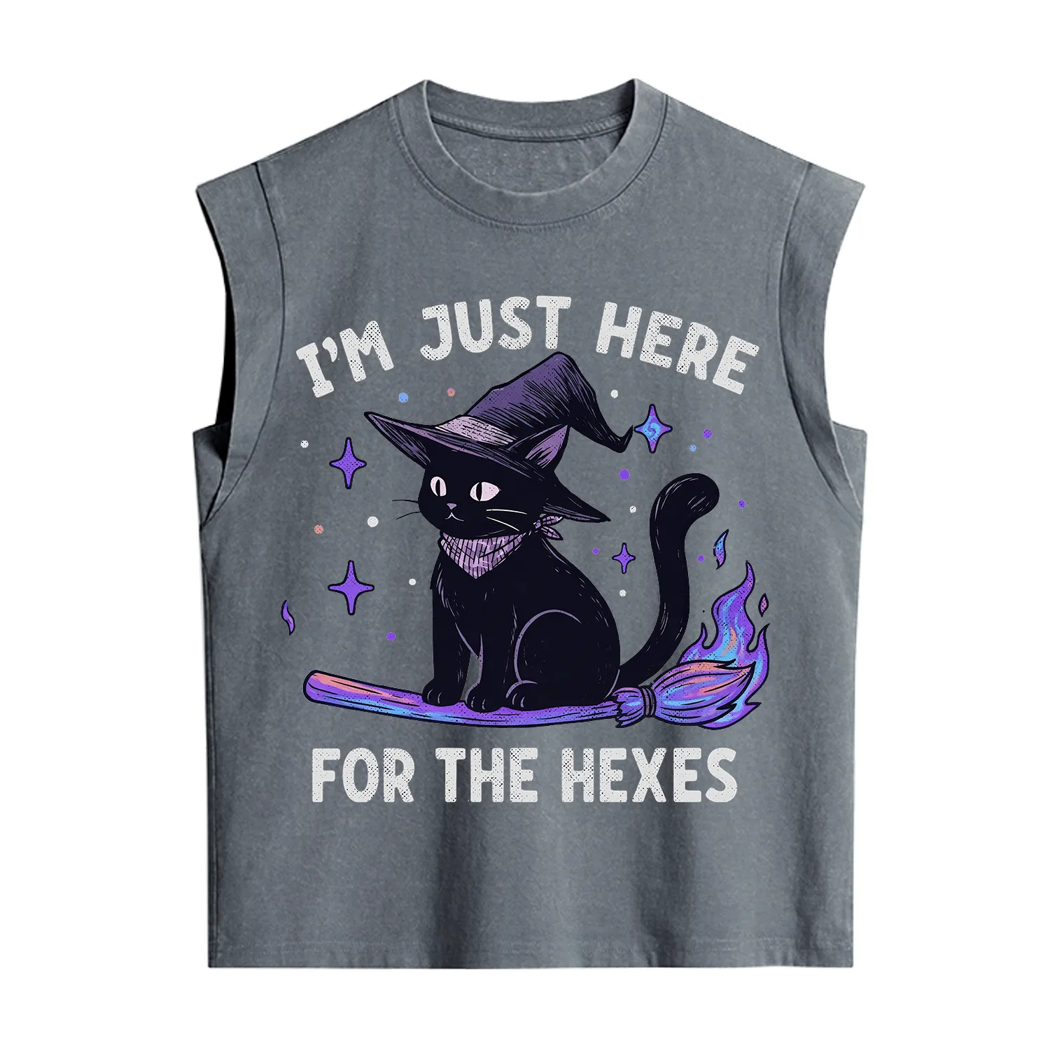Purplehecate I'm Just Here for the Hexes Witch Cat Vintage Washed Tank