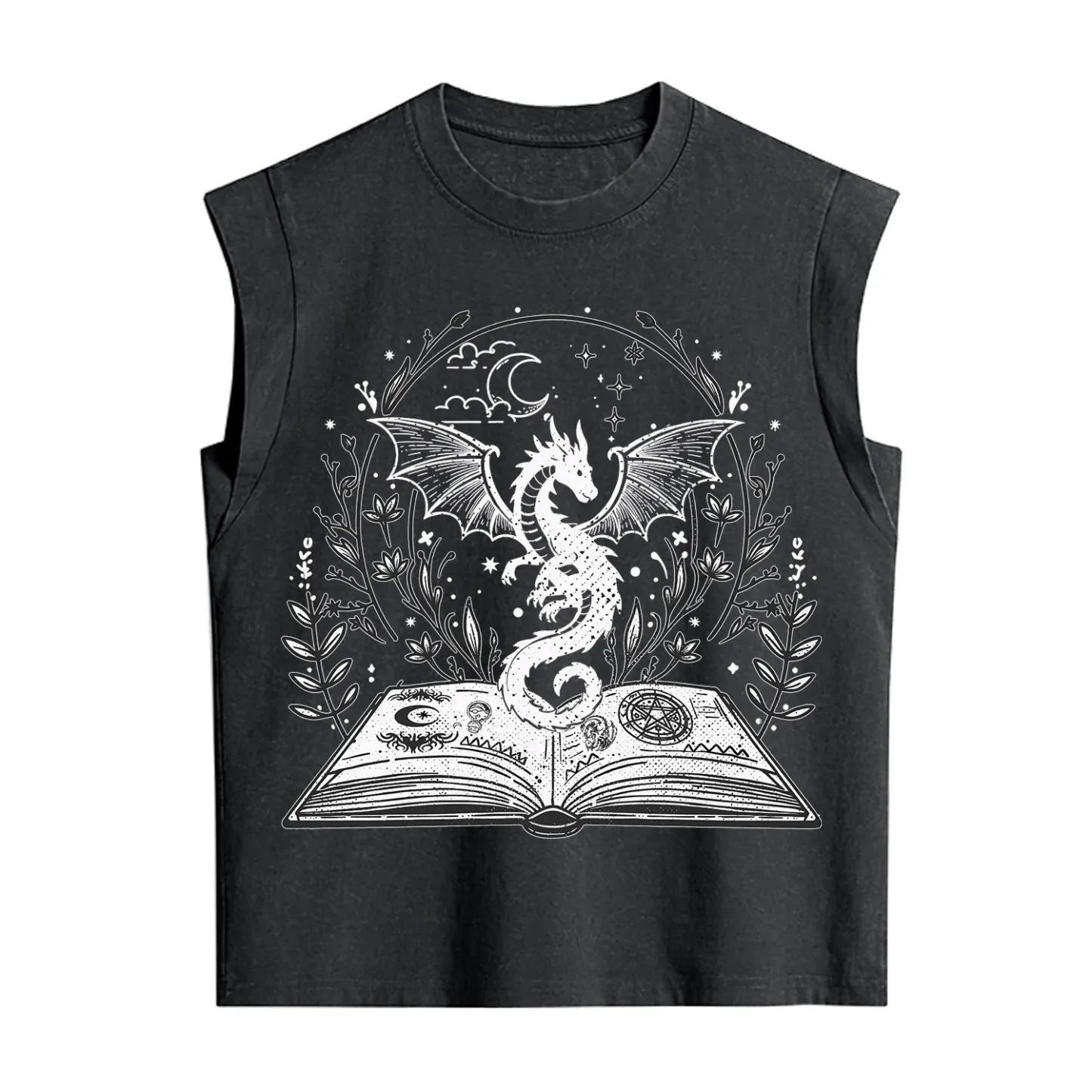 Purplehecate Magical Book Dragon Fantasy Vintage Washed Tank