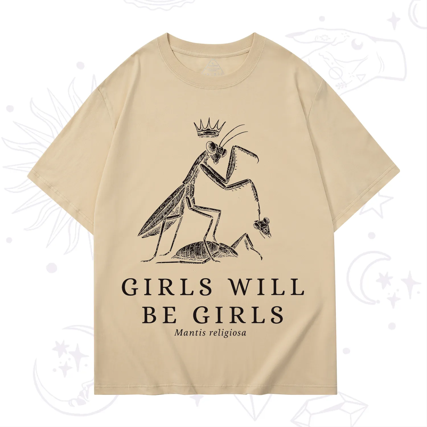 Purplehecate Girls Will Be Girls Funny Praying Mantis T-Shirt