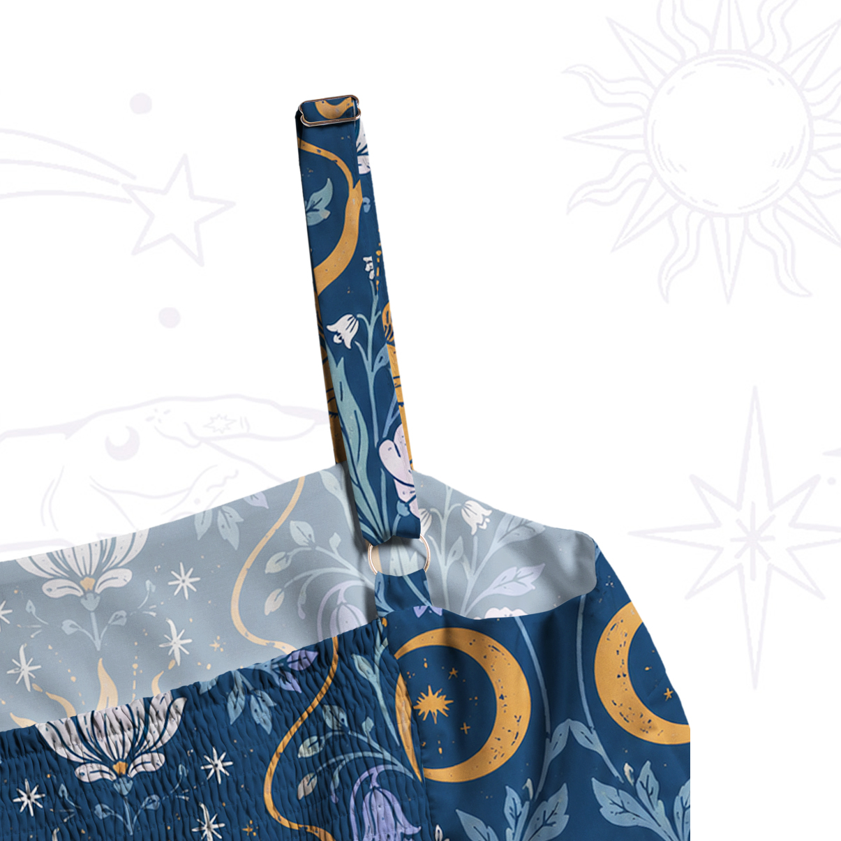 Purplehecate Celestial Butterfly Moon Phase Wide Straps Maxi Dress