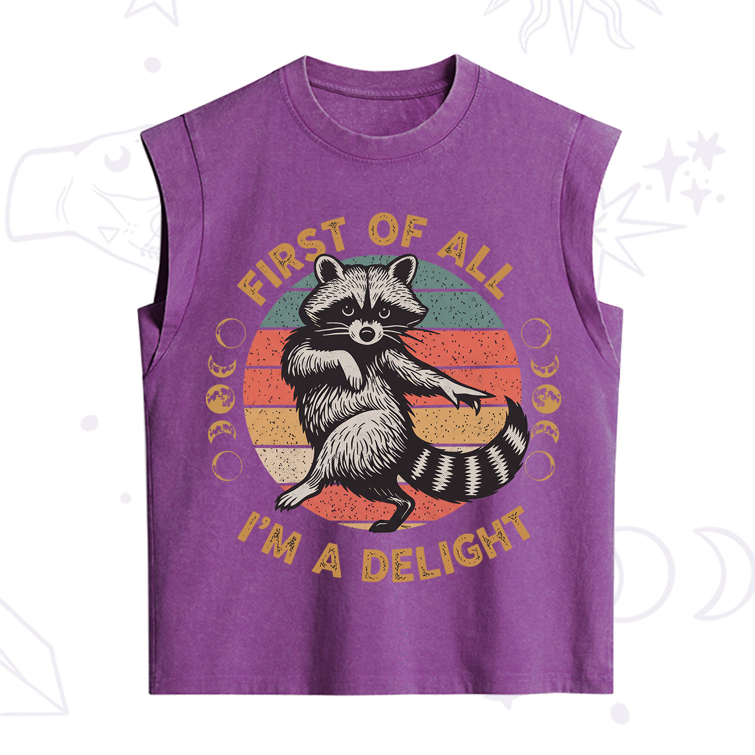 Purplehecate First of All I'm A Delight Raccoon Vintage Washed Tank