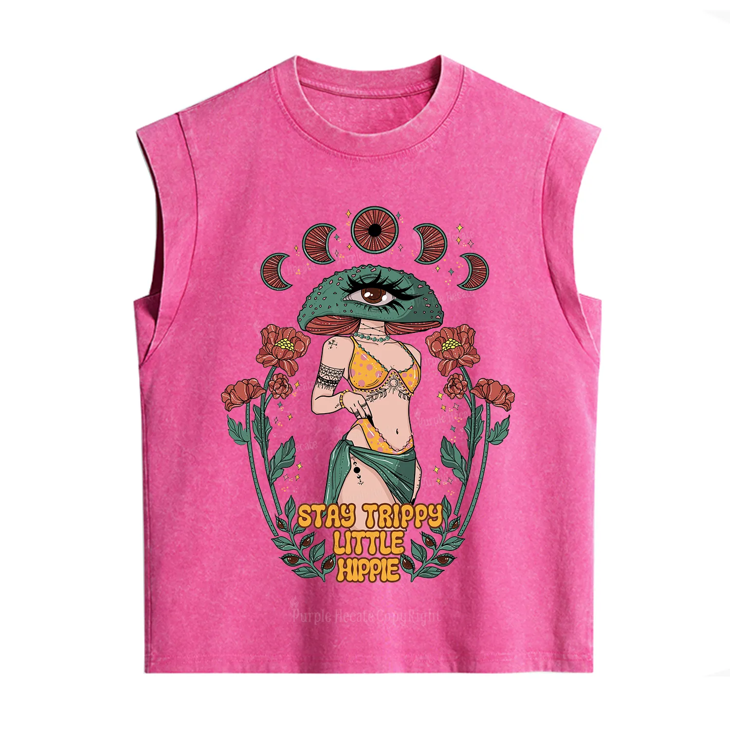 Purplehecate Stay Trippy Little Hippie Vintage Washed Tank