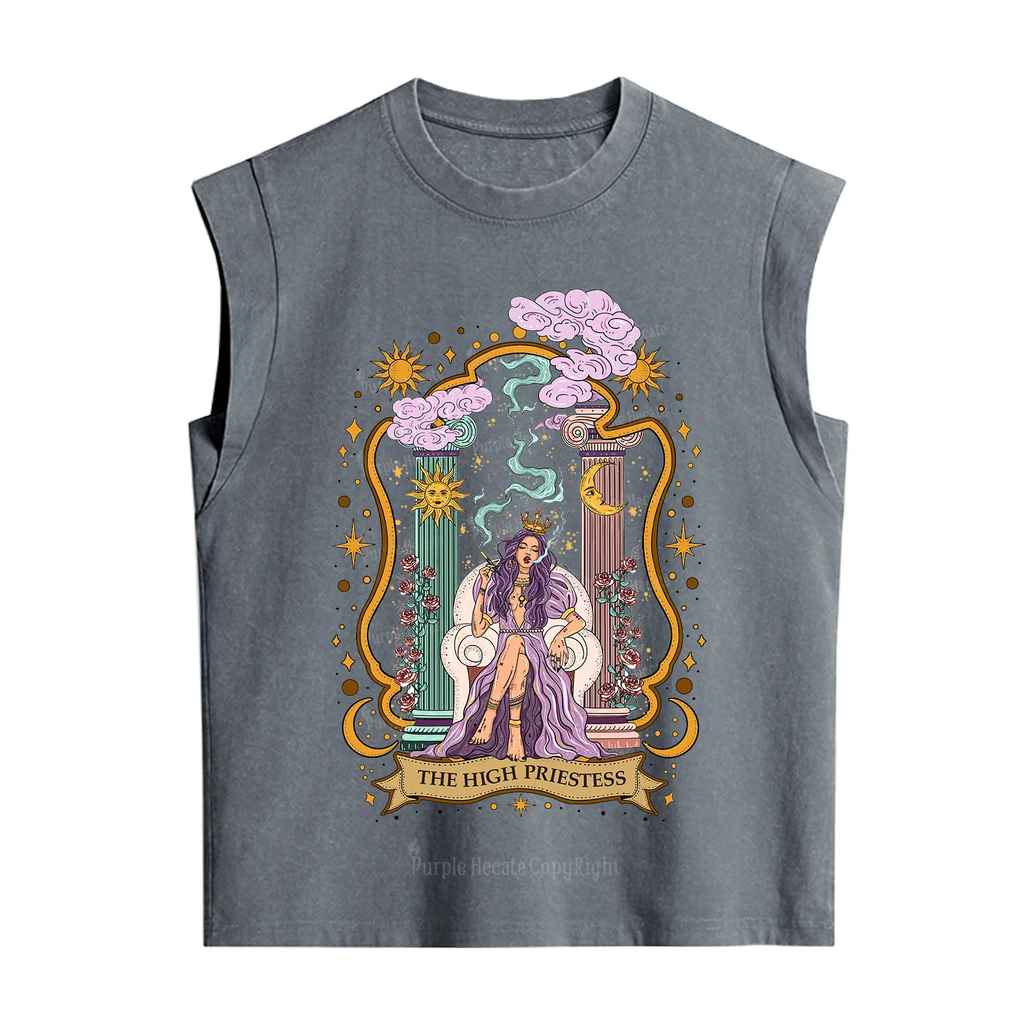 Purplehecate The High Priestess Goddess Vintage Washed Tank