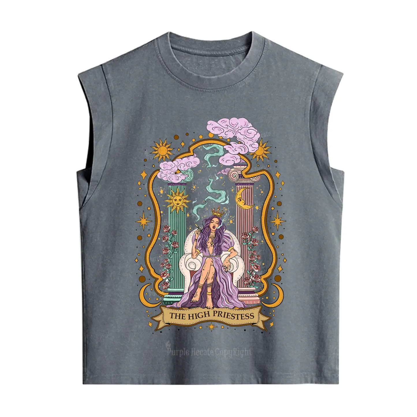 Purplehecate The High Priestess Goddess Vintage Washed Tank