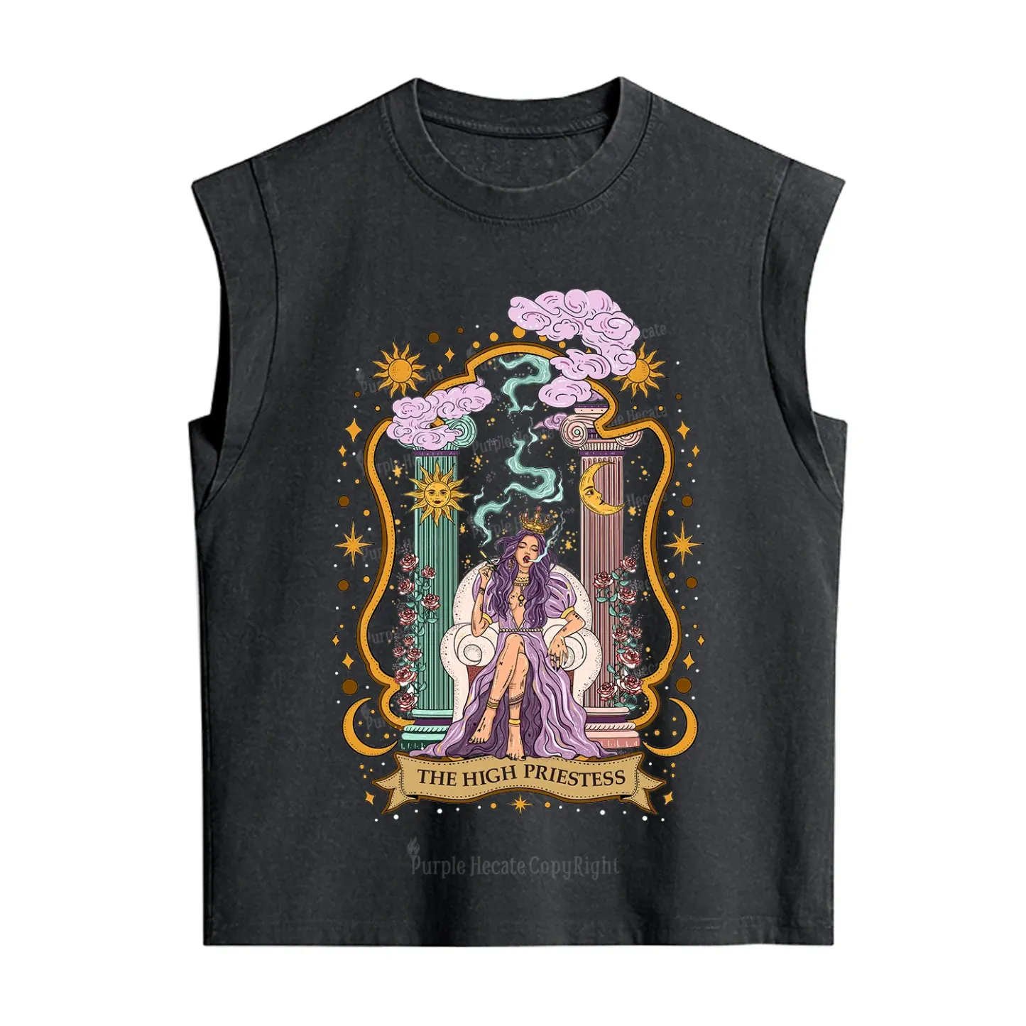 Purplehecate The High Priestess Goddess Vintage Washed Tank