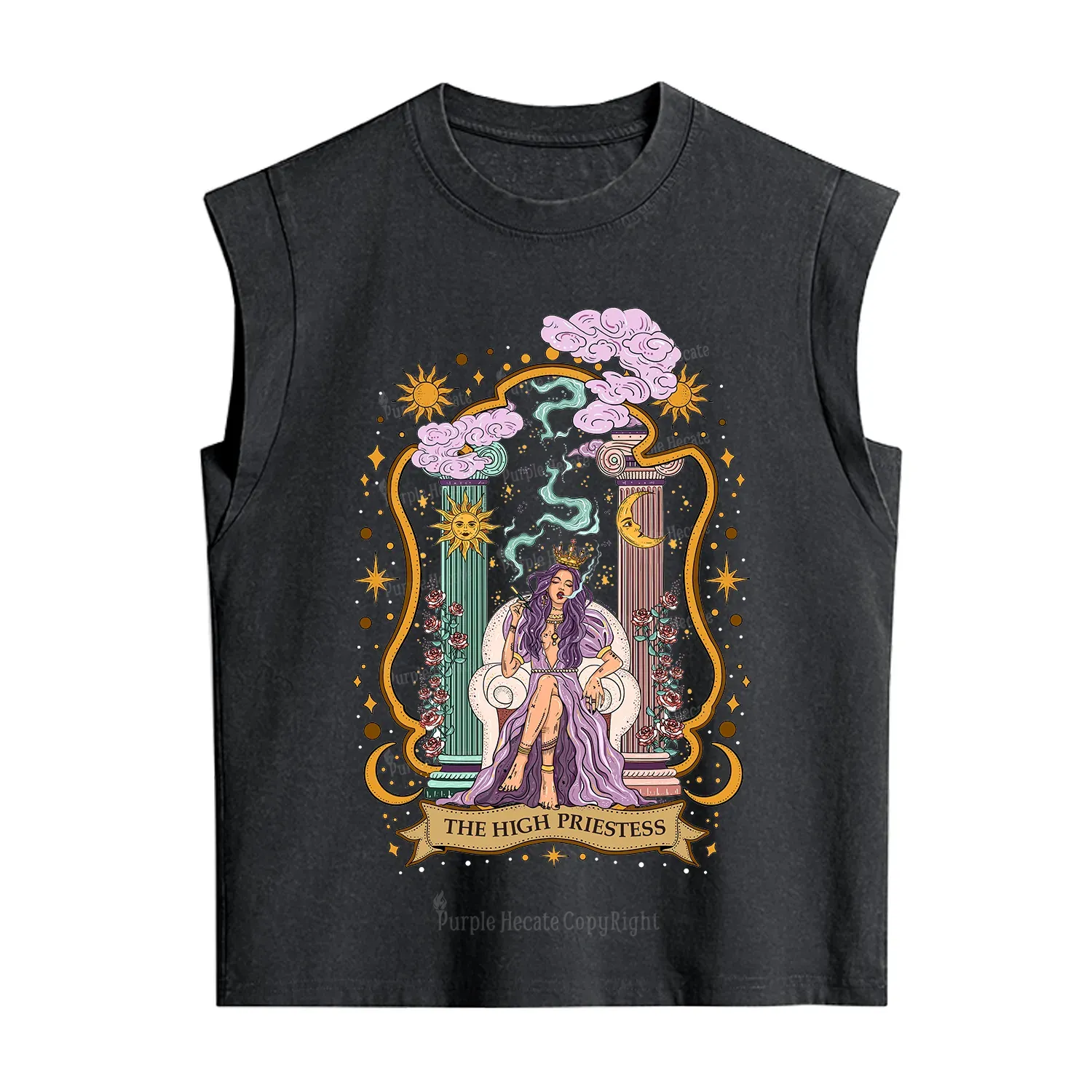 Purplehecate The High Priestess Goddess Vintage Washed Tank