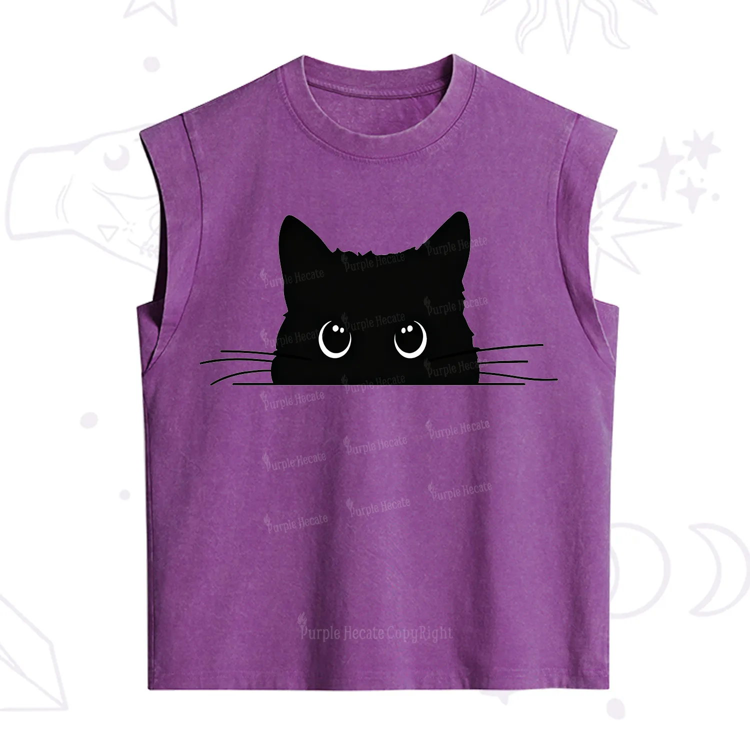 Purplehecate Black Cat Vintage Washed Tank