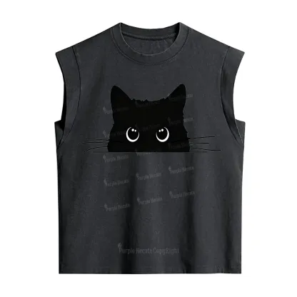 Purplehecate Black Cat Vintage Washed Tank