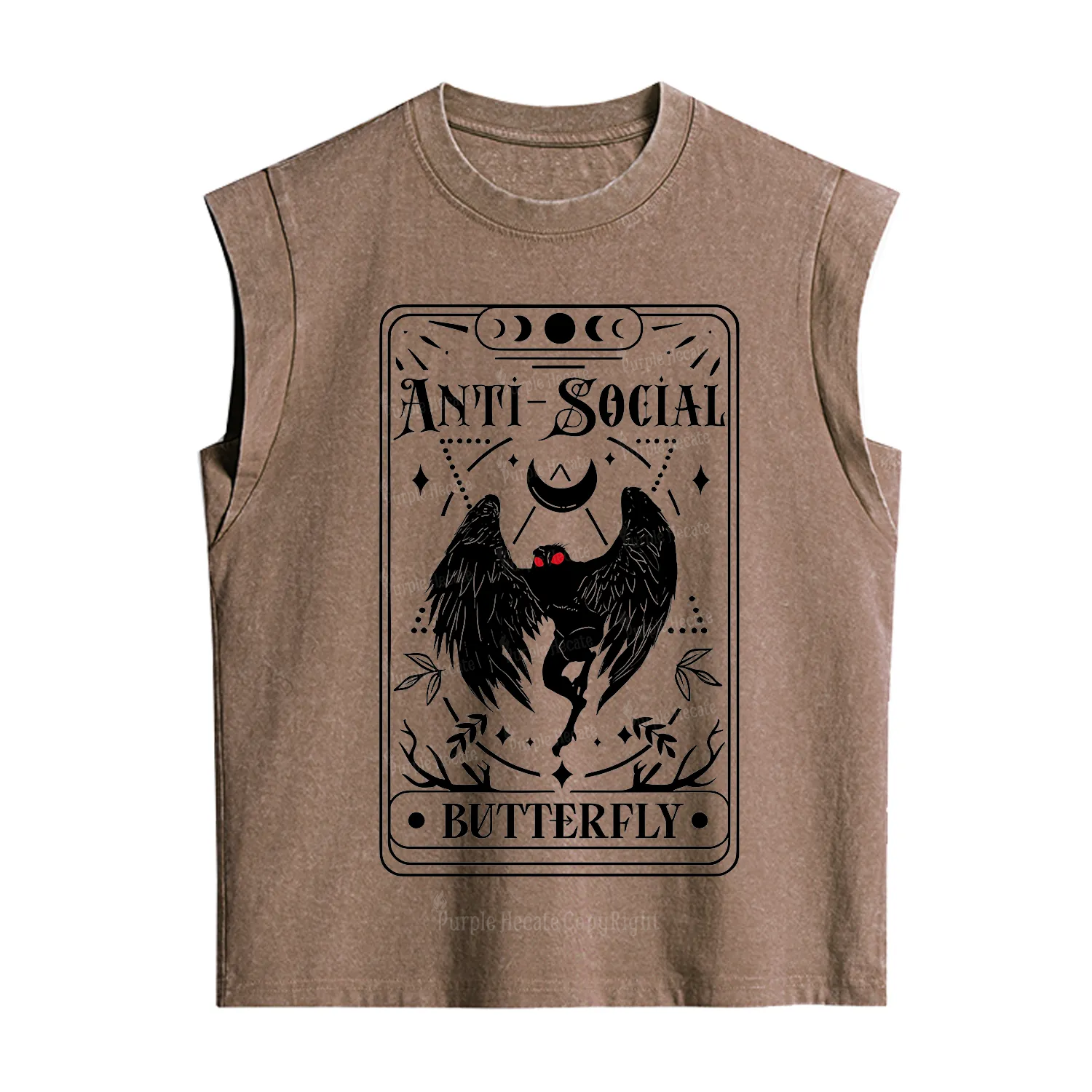 Purplehecate The Antisocial Butterfly Oracle Card Vintage Washed Tank