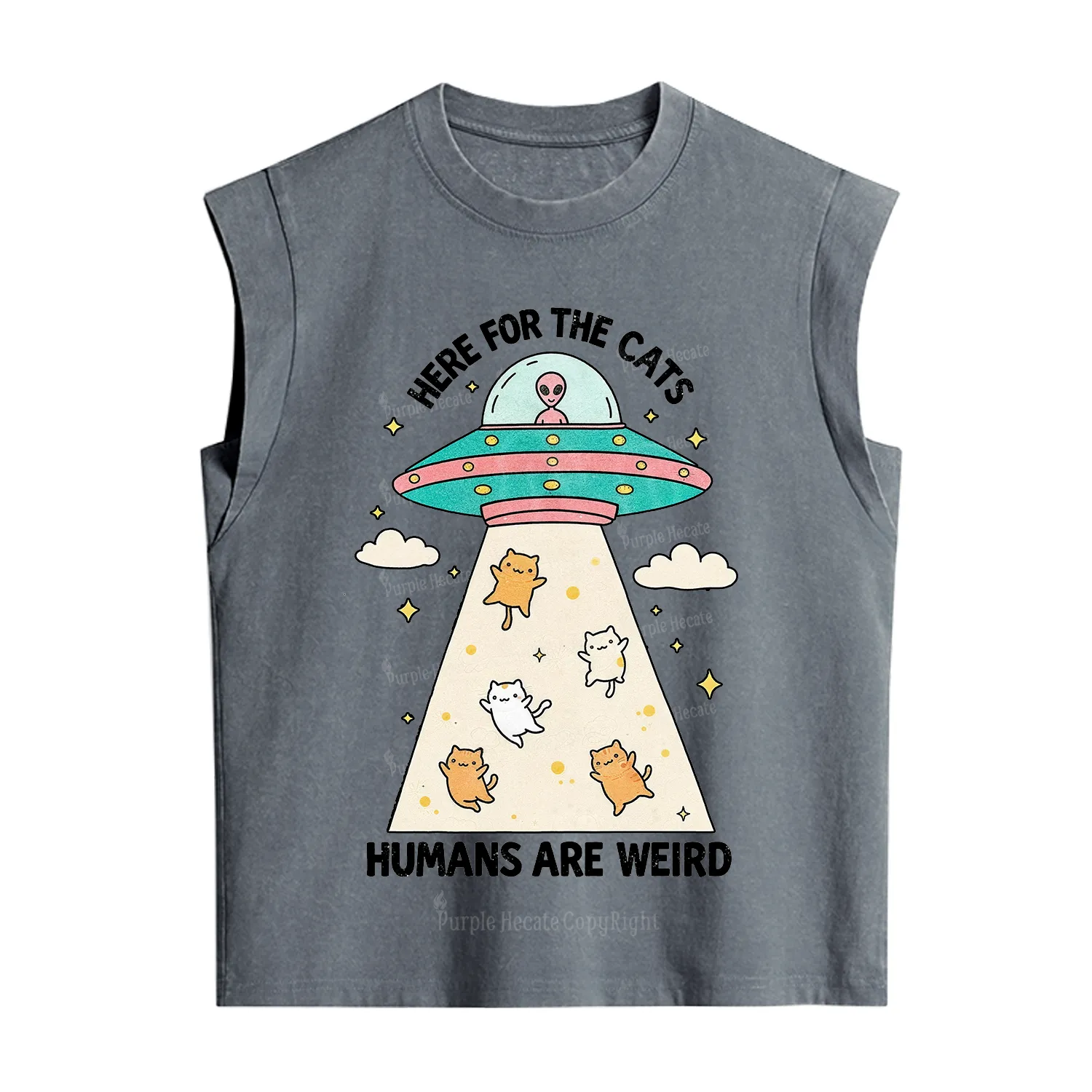 Purplehecate Here For The Cats Humans Are Weird Vintage Washed Tank