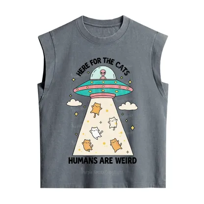 Purplehecate Here For The Cats Humans Are Weird Vintage Washed Tank