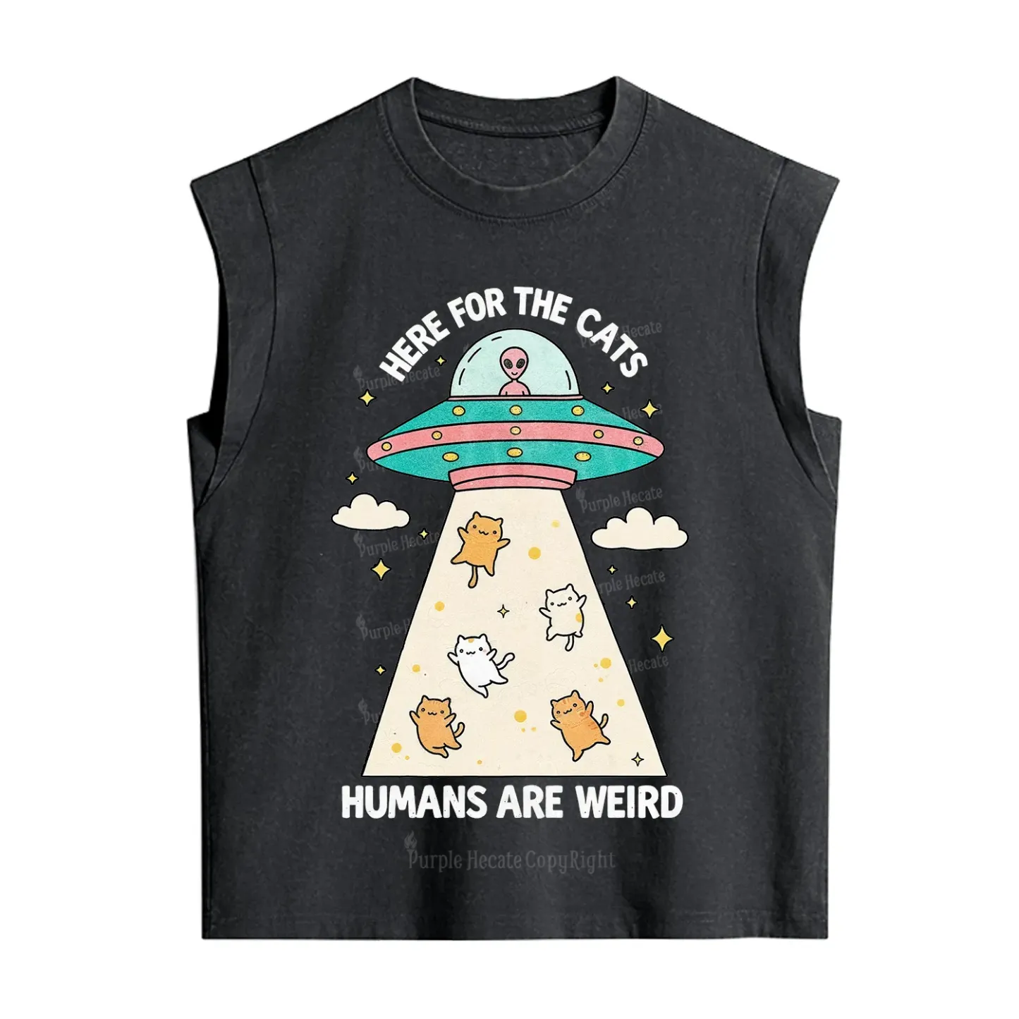 Purplehecate Here For The Cats Humans Are Weird Vintage Washed Tank