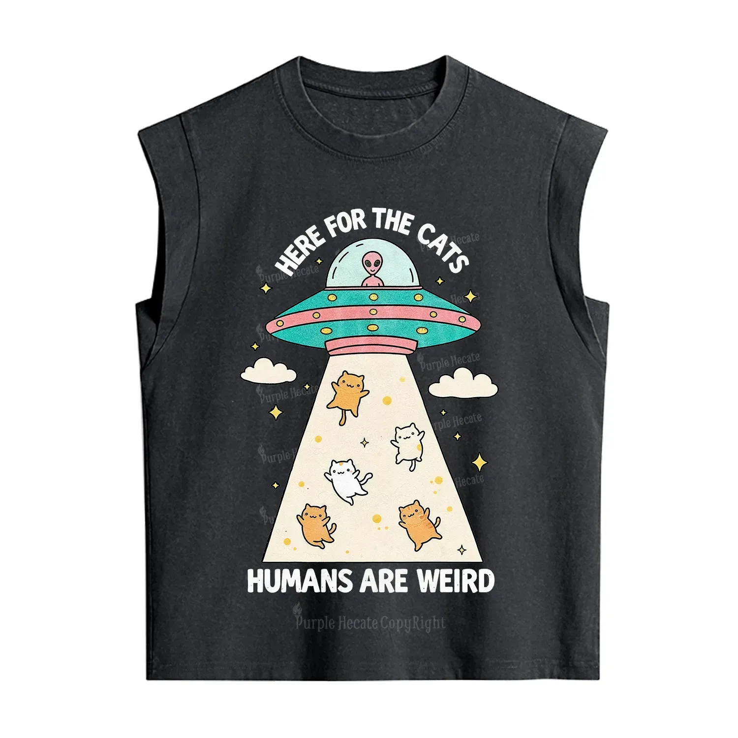 Purplehecate Here For The Cats Humans Are Weird Vintage Washed Tank