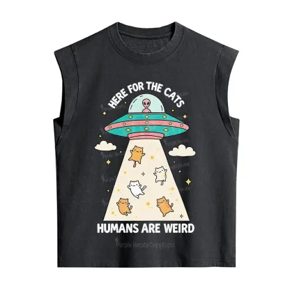 Purplehecate Here For The Cats Humans Are Weird Vintage Washed Tank