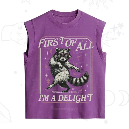 Purplehecate First Of All I'm A Delight Racoon Vintage Washed Tank