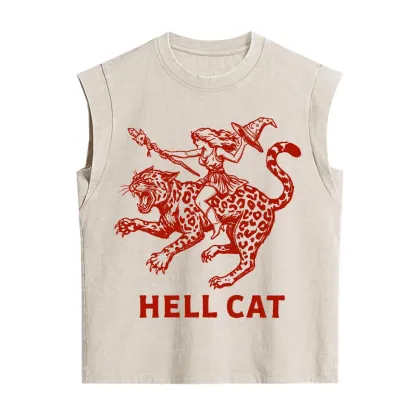 Purplehecate Hex Girl Hell Cat Vintage Washed Tank
