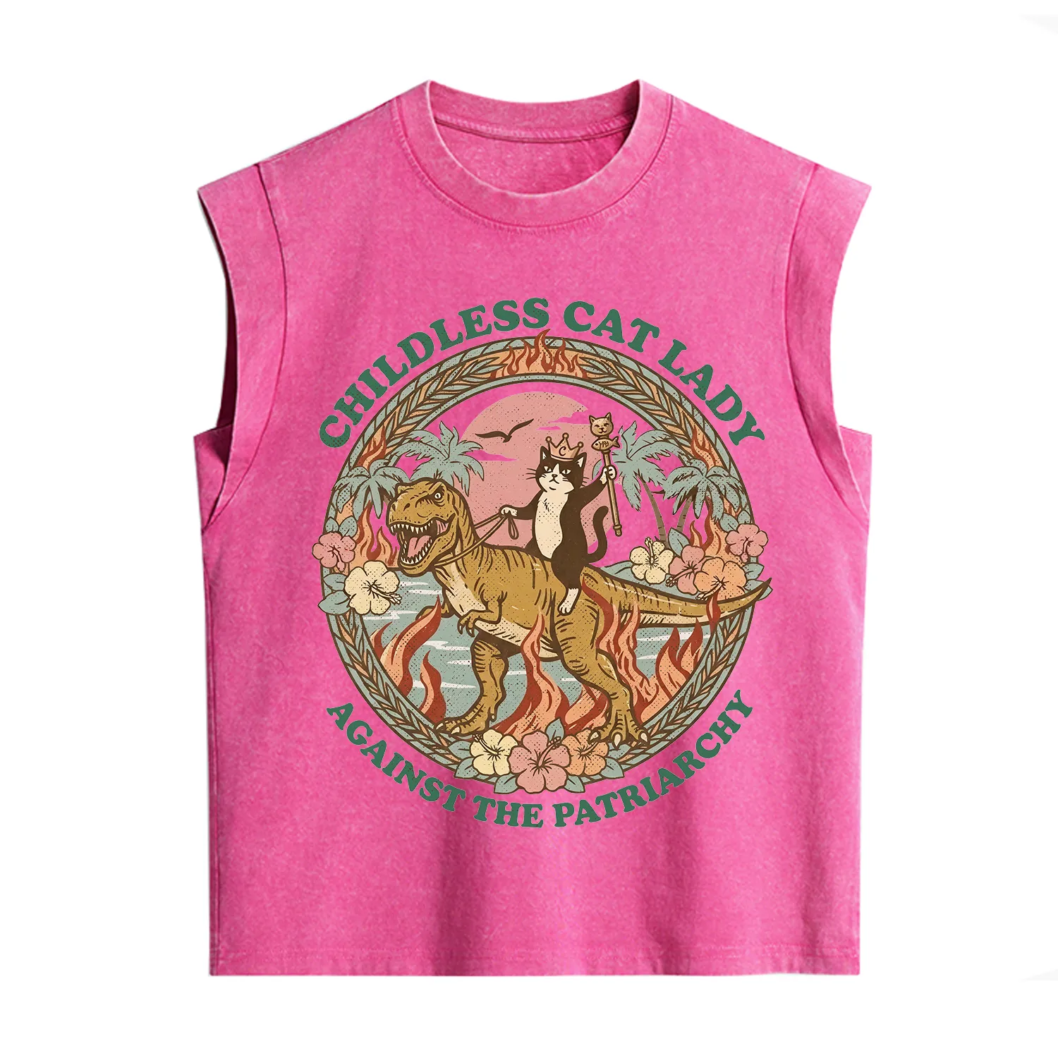 Purplehecate Childless Cat Lady Burn the Patriarchy Vintage Washed Tank
