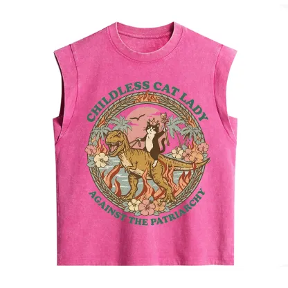 Purplehecate Childless Cat Lady Burn the Patriarchy Vintage Washed Tank