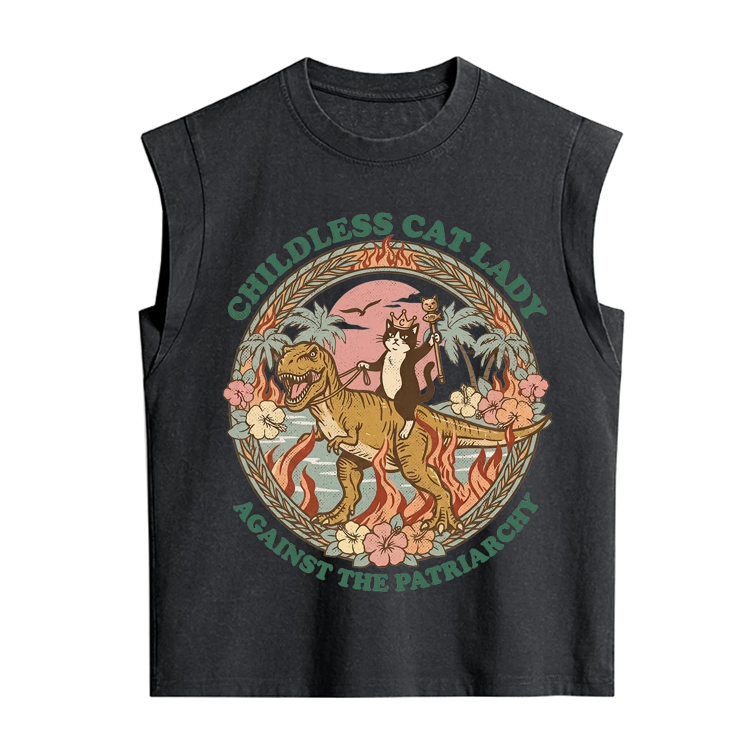 Purplehecate Childless Cat Lady Burn the Patriarchy Vintage Washed Tank