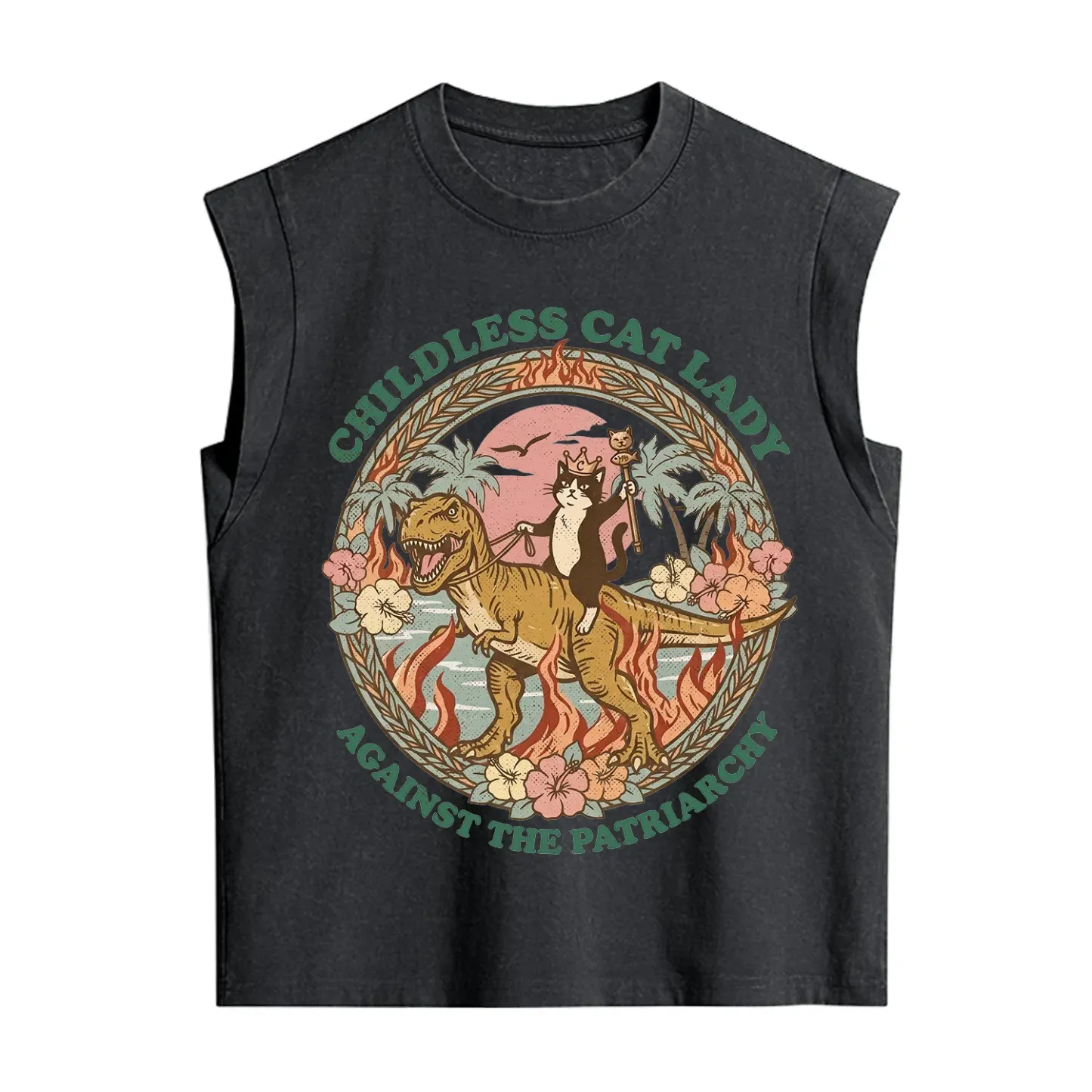 Purplehecate Childless Cat Lady Burn the Patriarchy Vintage Washed Tank