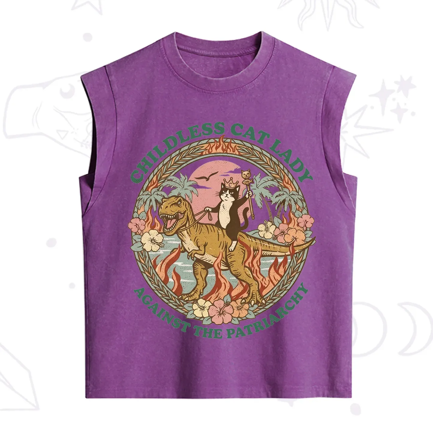 Purplehecate Childless Cat Lady Burn the Patriarchy Vintage Washed Tank