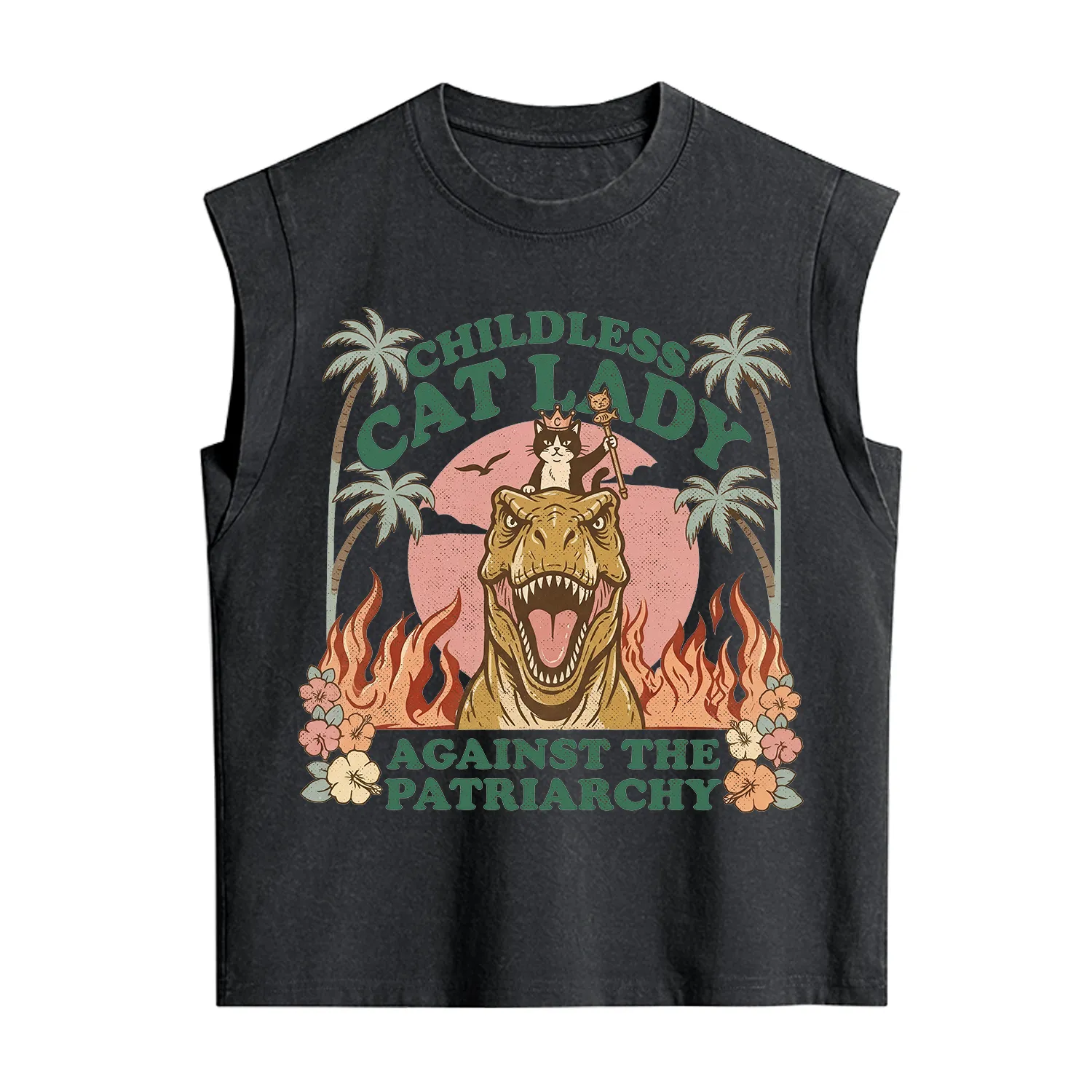 Purplehecate Childless Cat Lady Burn the Patriarchy Vintage Washed Tank