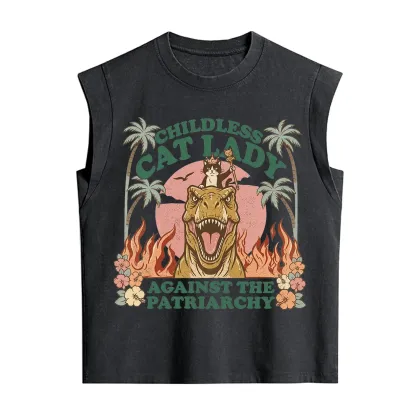 Purplehecate Childless Cat Lady Burn the Patriarchy Vintage Washed Tank