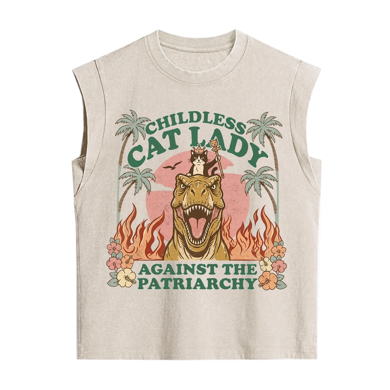 Purplehecate Childless Cat Lady Burn the Patriarchy Vintage Washed Tank