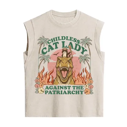 Purplehecate Childless Cat Lady Burn the Patriarchy Vintage Washed Tank