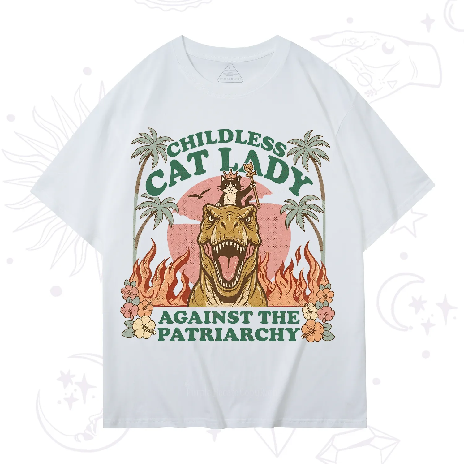 Purplehecate Childless Cat Lady Burn the Patriarchy T-Shirt