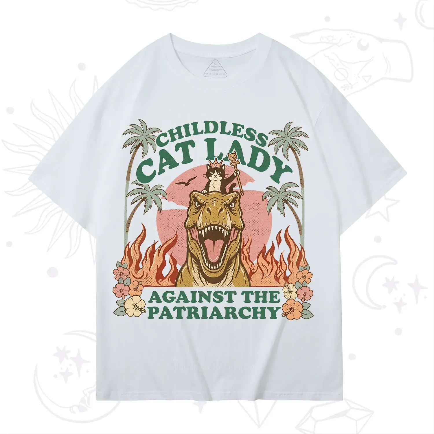Purplehecate Childless Cat Lady Burn the Patriarchy T-Shirt