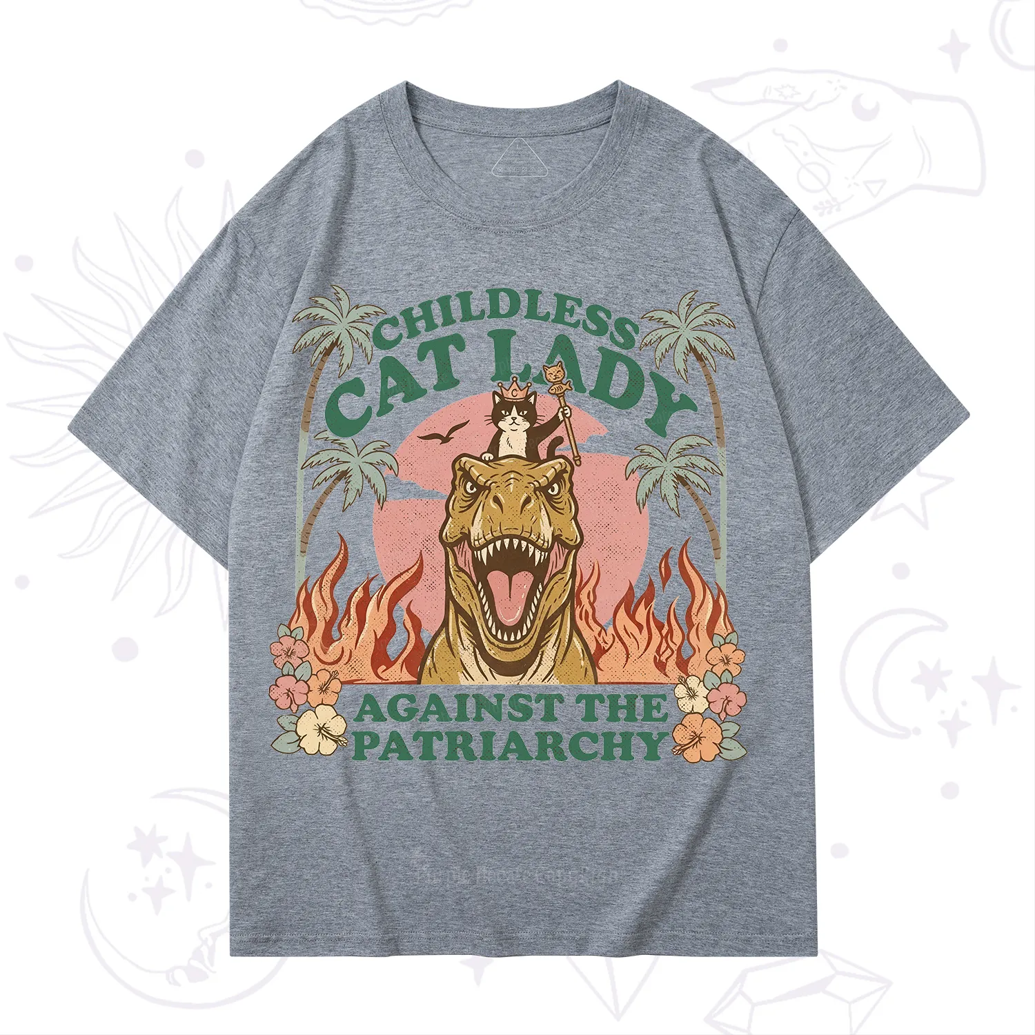 Purplehecate Childless Cat Lady Burn the Patriarchy T-Shirt