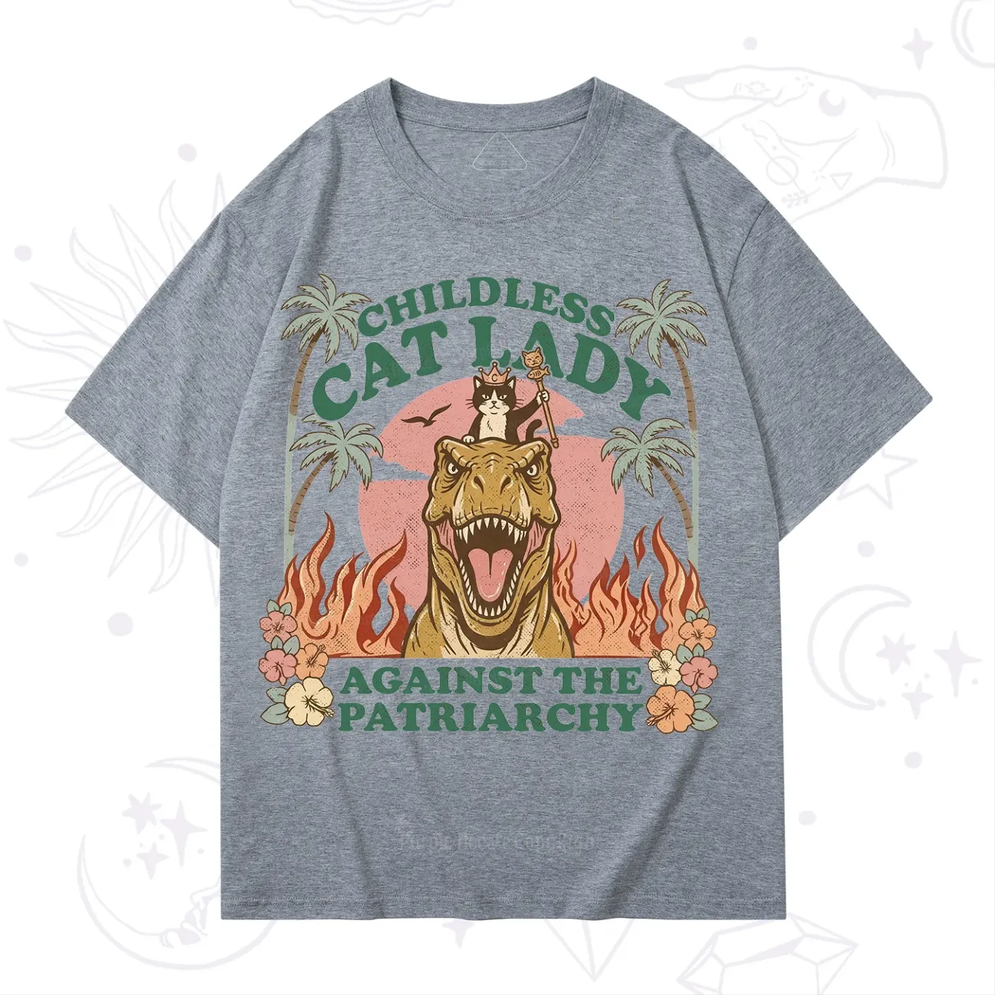 Purplehecate Childless Cat Lady Burn the Patriarchy T-Shirt