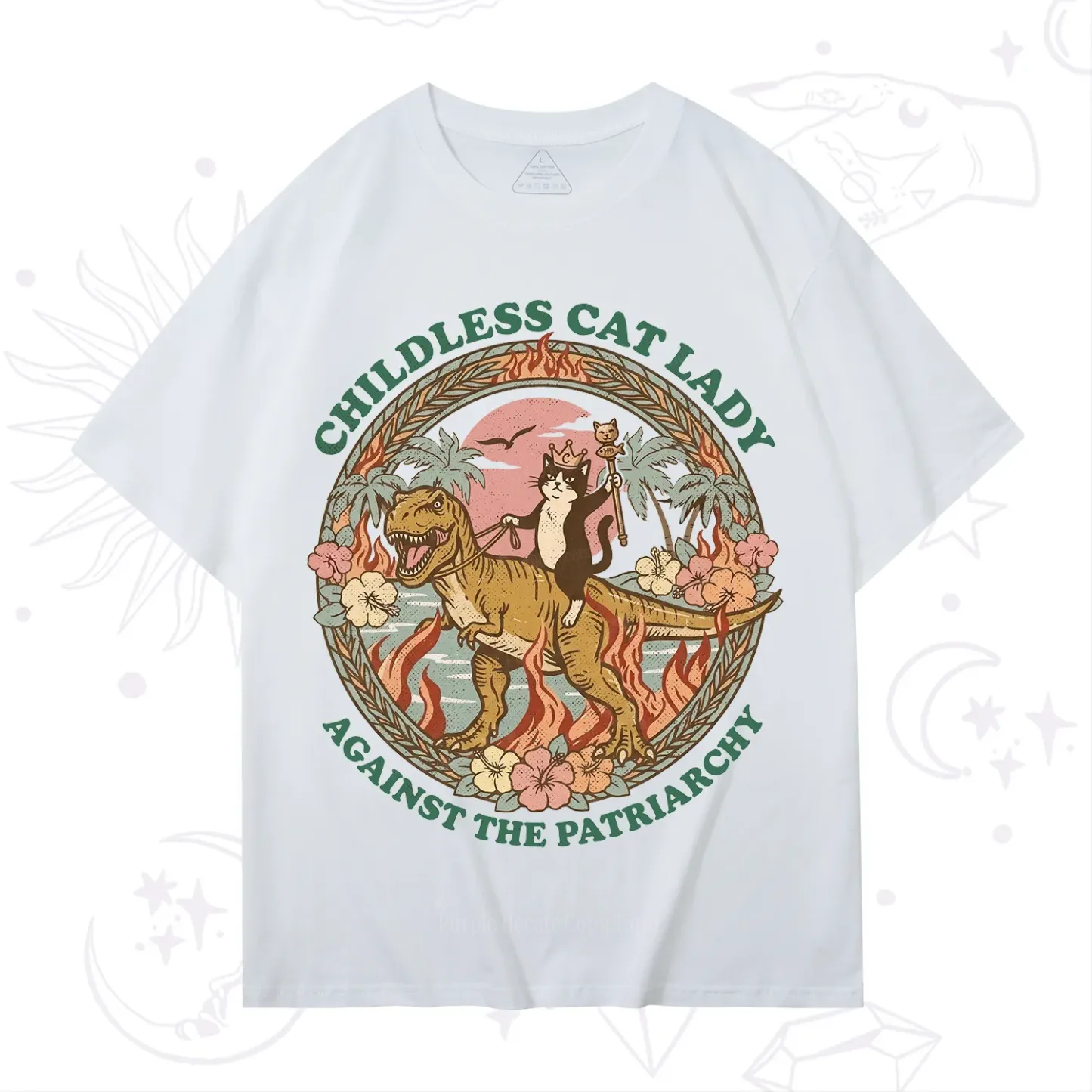 Purplehecate Childless Cat Lady Burn the Patriarchy T-Shirt