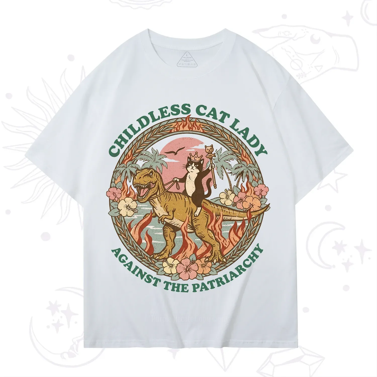 Purplehecate Childless Cat Lady Burn the Patriarchy T-Shirt