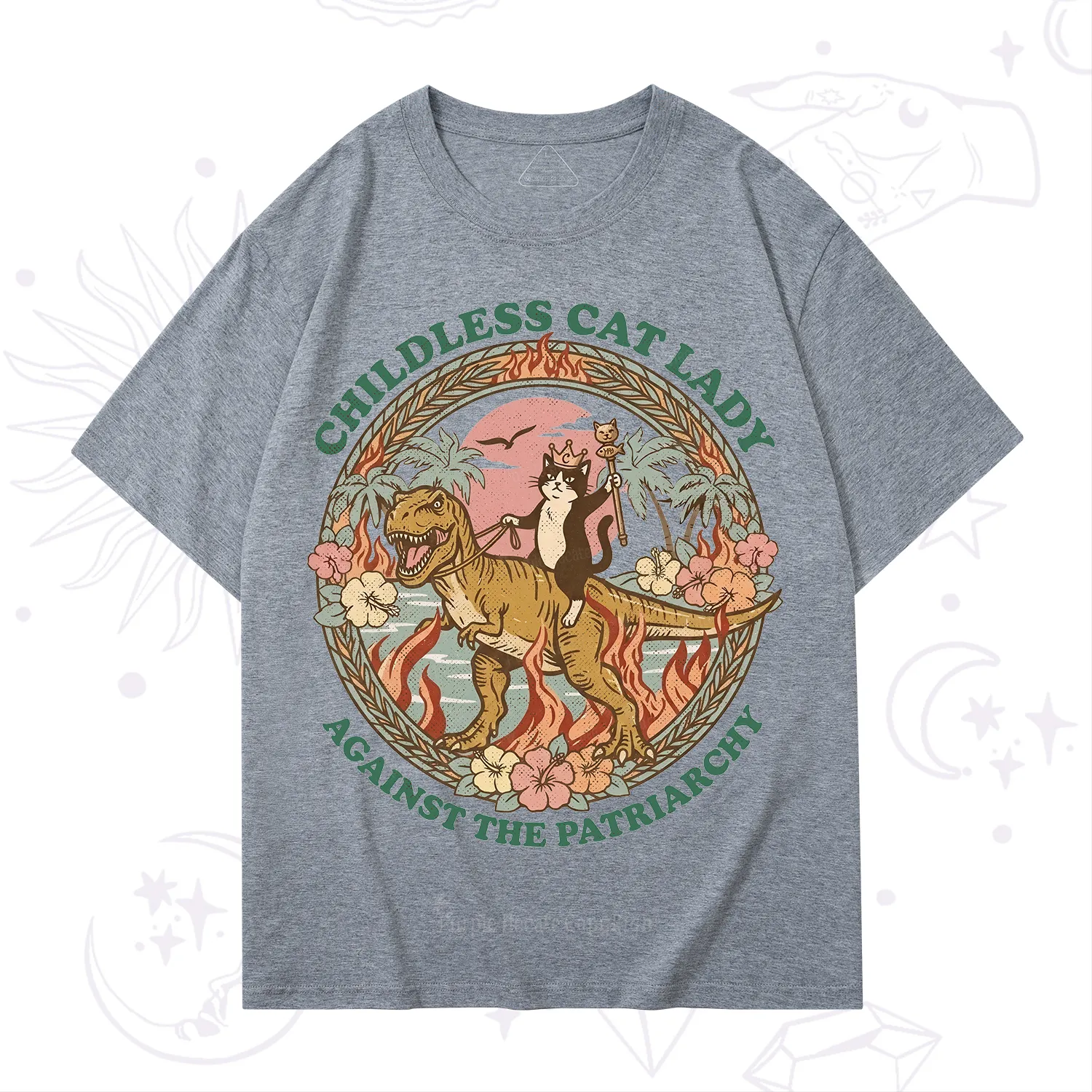 Purplehecate Childless Cat Lady Burn the Patriarchy T-Shirt