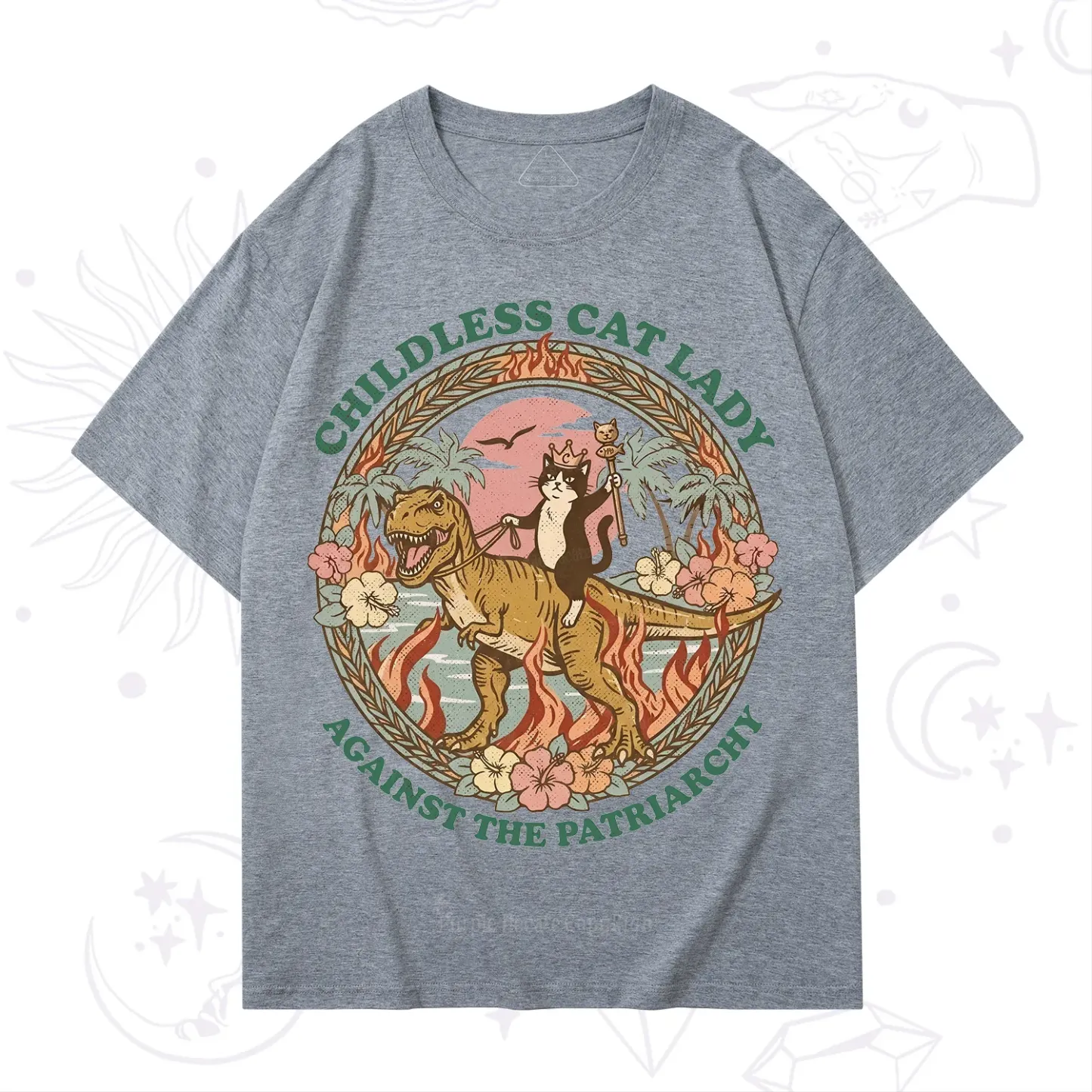Purplehecate Childless Cat Lady Burn the Patriarchy T-Shirt