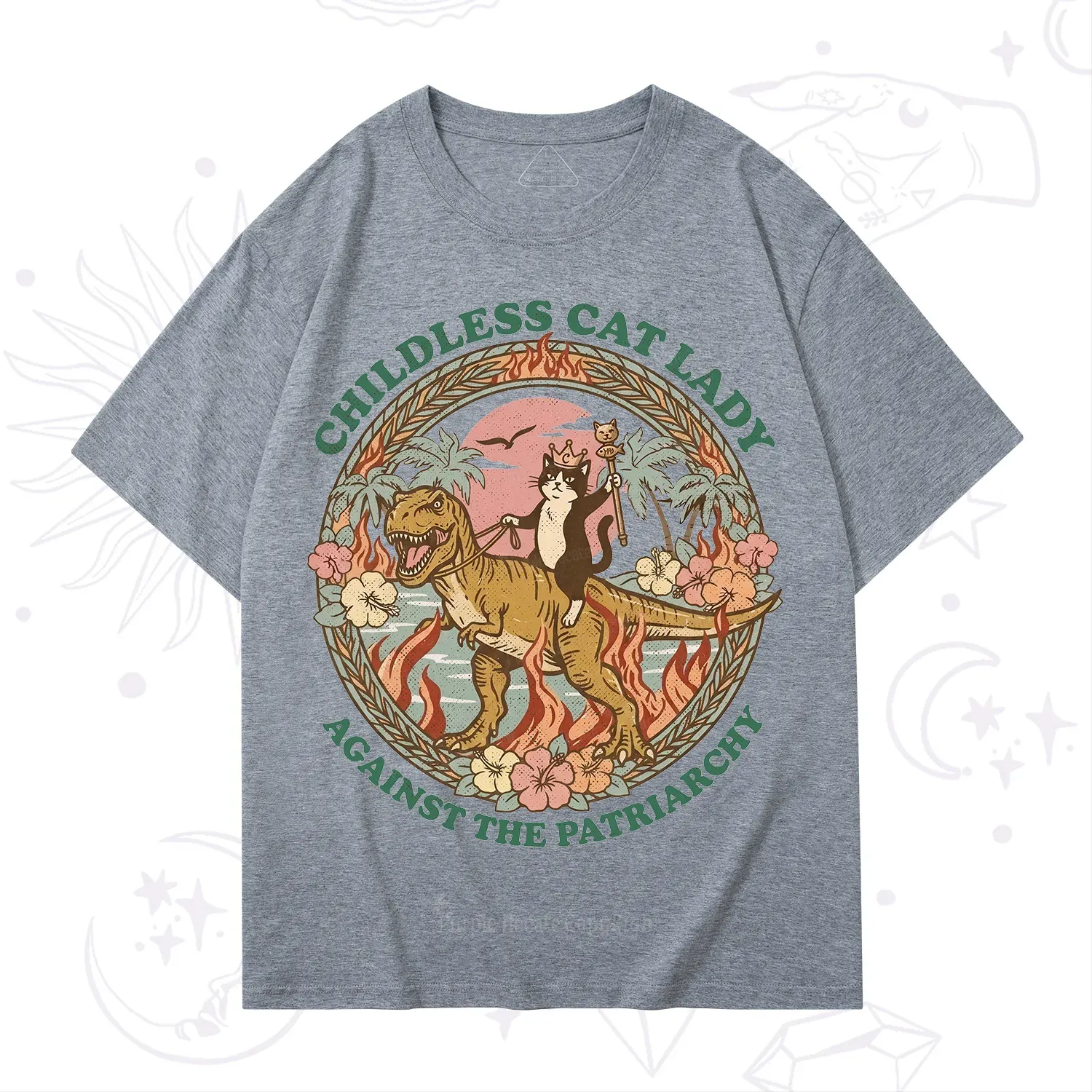Purplehecate Childless Cat Lady Burn the Patriarchy T-Shirt