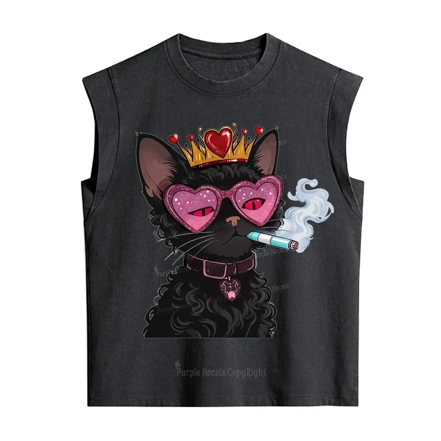 Purplehecate Join the Baddie Era Queen Cat Vintage Washed Tank