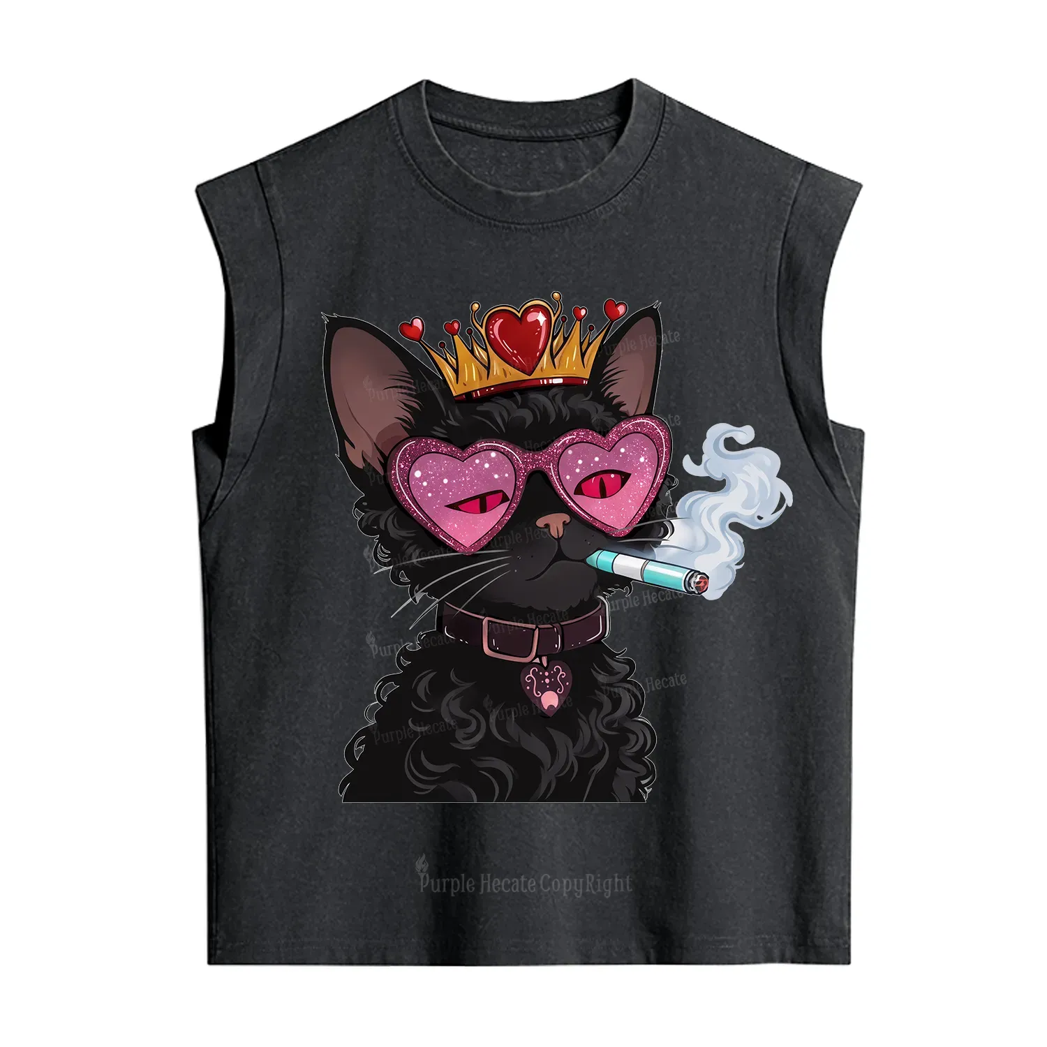 Purplehecate Join the Baddie Era Queen Cat Vintage Washed Tank